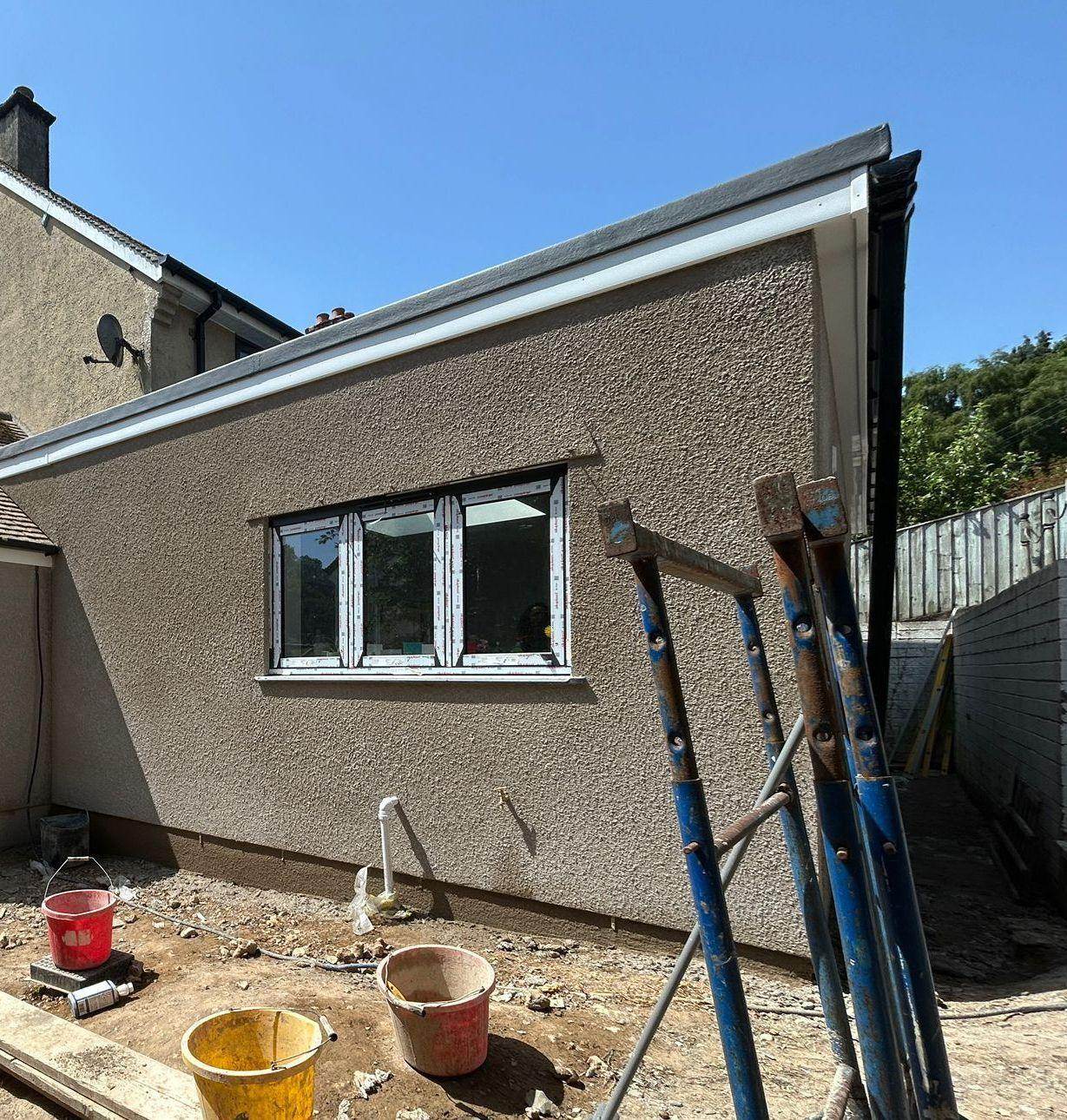 Rendered single storey extension by Chapman Building and Plastering